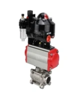 Кран шаровой DN.ru BV3232P(3pc)-FP-W-ISO-H Ду65 Ру25 полнопроходной двухходовой, нержавеющая сталь SS316, под приварку, уплотнение - PTFE, с пн.приводом DN.ru PA-DA-083 пн.распределителем 4M310-08 AC220V БПВ AFC2000 БКВ APL-510N-EX