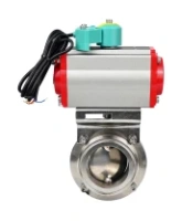 Затвор дисковый поворотный DN.ru WBV3131S-2W-T-H Ду80 Ру10 резьбовой, корпус - пищевая нержавеющая сталь 304, уплотнение - Silicon, с пневмоприводом PA-SA-083, пневмораспределителем 4M310-08 220В NAMUR и магнитным переключателем ALS200D