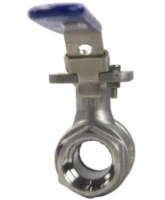 Кран шаровой DN.ru BV3232P(2pc)-FP-T-ISO-H Ду25 Ру63 полнопроходной двухходовой, нержавеющая сталь 316, внутренняя резьба, уплотнение - PTFE, с ISO-фланцем и рукояткой, 11х11, F04/F05