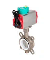 Затвор дисковый поворотный DN.ru WBV3232P-2W-Fb-H Ду80 Ру16 корпус - нержавеющая сталь 316L, диск - нержавеющая сталь 316L, уплотнение - PTFE, с пневмоприводом PA-DA-083 и магнитным переключателем ALS200D