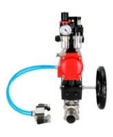 Кран шаровой DN.ru BV3232P(3pc)-FP-W-ISO-H LONG Ду65 Ру25 полнопроход., корпус - нерж.сталь 316, уплотнение - PTFE, под приварку, с пн.приводом PA-DA-083, пн.распределителем 4V320-08 AC220V, редуктором MON2-450-T28-ISO, БКВ APL-210N и БПВ AFC2000