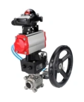 Кран шаровой DN.ru BV3232P(3pc)-FP-W-ISO-H Ду40 Ру40, полнопроходной, трехсоставной, нержавеющая сталь 316, PTFE, под приварку, с пневмоприводом PA-DA-083, пневмораспределителем 4V320-10 AC220V, БКВ APL-210N, ручным дублером MON2-450-T28-ISO