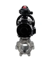Кран шаровой DN.ru BV3232P(3pc)-FP-SW-ISO-H Ду100 Ру63 полнопроходной, корпус - нержавеющая сталь SS316, под приварку, с пневмоприводом PA-DA-105-1, пневмораспределителем 4M310-08 AC220V, БКВ APL-210N