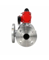Кран шаровой DN.ru BV3232P(2pc)-FP-3WL-F-ISO-H Ду20 Ру16 HYMT трехходовой L-тип, полнопроходной, фланцевый, корпус - нержавеющая сталь AISI316, с пневмоприводом PA-DA-052 и пневмораспределителем 4M320-08 AC220V