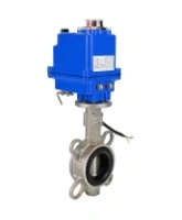 Затвор дисковый поворотный DN.ru WBV3131V-2W-Fb-H Ду50 Ру16 межфланцевый, корпус - нержавеющая сталь 304, диск - нержавеющая сталь 304, уплотнение - VITON, с электроприводом DN.ru QT-N-003EM-O1-12VDC-У1 blue 12В