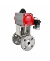 Кран шаровой DN.ru BV3131P(3pc)-FP-F-ISO-H Ду100 Ру16 полнопроходной, фланцевый, корпус - нержавеющая сталь 304, PTFE, 22х22, WDVF, с пневмоприводом PA-DA-105 и пневмораспределителем 4M320-08 AC220V