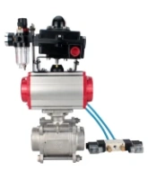 Кран шаровой DN.ru BV3232P(3pc)-FP-W-ISO-H WDVF Ду40 Ру40 полнопроходной, трехсоставной, корпус - нержавеющая сталь 316, уплотнение - PTFE, под приварку, с пневмоприводом PA-SA-105, пневмораспределителем 4V320-08 AC220V, БКВ APL-410N EX, БПВ AFC2000