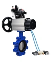 Затвор дисковый поворотный DN.ru WBV1631N-2W-Fb-H Ду150 Ру16 LUG корпус - чугун QT450, диск - нержавеющая сталь 304, уплотнение - NBR, с пневмоприводом PA-DA-105-1, пневмораспределителем 4V320-08 AC220V, БКВ APL-210N и БПВ AFC2000