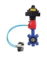 Затвор дисковый поворотный DN.ru WBV1616E-2W-Fb-H Ду50 Ру16 LUG корпус - чугун QT450, диск - чугун QT450, уплотнение - EPDM, с пневмоприводом DN.ru PA-DA-065, пневмораспределителем 4V320-08 AC220V и БКВ APL-410N EX