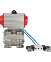 Кран шаровой DN.ru BV3232P(3pc)-FP-SW-ISO-H Ду65 Ру63 полнопроходной, корпус - нержавеющая сталь SS316, под приварку, с пневмоприводом PA-SA-130, пневмораспределителем 4V320-08 AC220V