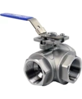 Кран шаровой DN.RU BV3232P(4pc)-SP-3WT-T-ISO-H Ду50 Ру63, 3-ходовой T-тип стандартнопроходной, внутренняя резьба, уплотнение - PTFE, материал корпуса - нержавеющая сталь SS316 с ISO фланцем и рукояткой