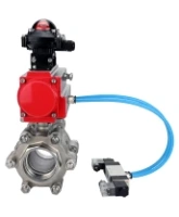 Кран шаровой DN.ru BV3232P(3pc)-FP-SW-ISO-H Ду65 Ру63 полнопроходной, корпус - нержавеющая сталь SS316, под приварку, с пневмоприводом PA-SA-130, пневмораспределителем 4V320-08 AC220V, БКВ APL-210N
