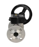 Кран шаровой DN.ru BV3131P(3pc)-FP-F-ISO-H Ду15 Ру40 трехсоставной из нержавеющей стали SS304, фланцевый, уплотнение - PTFE, полнопроходной с ISO-фланцем и редуктором DN.ru HAM RQN1-180Z-T40
