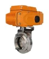Затвор дисковый поворотный DN.ru WBV3131E-2W-W-H Ду50 Ру10 под приварку, корпус - пищевая нержавеющая сталь 304, уплотнение - EPDM, с электроприводом QT-N-005EM-A1-220VAC-У1 c датчиком обратной связи и входным управляющим сигналом 4-20мА HARK