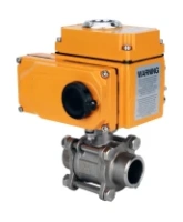 Кран шаровой DN.ru BV3232P(3pc)-FP-W-ISO-H WDVF Ду20 Ру63 полнопроходной, трехсоставной, корпус - нержавеющая сталь 316, уплотнение - PTFE, под приварку, с 1/4-оборотным электроприводом DN.ru QT-N-003EM-O1-220VAC-У1