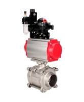 Кран шаровой DN.ru BV3232P(3pc)-FP-W-ISO-H WDVF Ду15 Ру63 полнопроходной, трехсоставной, корпус - нержавеющая сталь 316, уплотнение - PTFE, под приварку, с пневмоприводом PA-SA-065, пневмораспределителем 4M310-08 AC220V, БКВ APL-210N, БПВ AFC2000