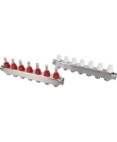 Коллекторная группа DN.ru GC1-31-7 1″ Ду25 Ру10 отводов — 7, в сборе с расходомерами и терморегулирующими клапанами, без переходников, корпус - нержавеющая сталь AISI 304