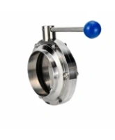 Затвор дисковый поворотный DN.ru WBV3131E-2W-W-H Ду125 Ру10, пищевая нержавеющая сталь 304, уплотнение - EPDM, под приварку, с рукояткой