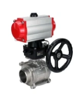 Кран шаровой DN.ru BV3232P(3pc)-FP-W-ISO-H Ду65 Ру25, полнопроходной под приварку, нержавеющая сталь SS316, уплотнение - PTFE, с пневмоприводом PA-DA-083 двойного действия, с пневмораспределителем 4M310-08 AC220V, с ручным дублером MON2-450-T28-ISO
