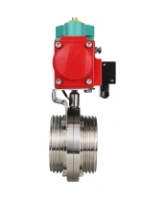 Затвор дисковый поворотный DN.ru WBV3131E-2W-T-H Ду50 Ру10 резьбовой, корпус - пищевая нержавеющая сталь 304, уплотнение - EPDM, с пневмоприводом PA-SA-065, пневмораспределителем 4M310-08 220В NAMUR и магнитным переключателем ALS200D