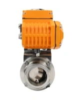 Затвор дисковый поворотный DN.ru WBV3131S-2W-T-H Ду50 Ру10 резьбовой, корпус - пищевая нержавеющая сталь 304, уплотнение - Silicon, с электроприводом QT-N-005EM-A1-220VAC-У1 c датчиком обратной связи и входным управляющим сигналом 4-20мА HARK
