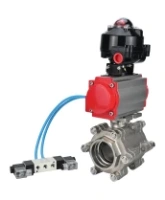 Кран шаровой DN.ru BV3232P(3pc)-FP-SW-ISO-H Ду65 Ру63 полнопроходной, корпус - нержавеющая сталь SS316, под приварку, с пневмоприводом PA-SA-130, пневмораспределителем 4V320-08 AC220V, БКВ APL-510N EX