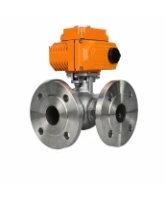 Кран шаровой DN.ru BV3232P(2pc)-FP-3WL-F-ISO-H Ду80 Ру16 HYMT, трехходовой L-тип, полнопроходной, фланцевый, корпус - нержавеющая сталь SS316, с электроприводом QT-N-010EM-O1-24VDC-У1 HARK