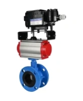 Затвор дисковый поворотный DN.ru WBV1313E-2W-F-H Ду100 Ру16 фланцевый, корпус - чугун GGG40, диск - чугун GGG40, уплотнение - EPDM, с пневмоприводом DN.ru PA-DA-105 и позиционером DN.ru YT-1000RSN с обратной связью
