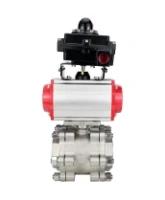 Кран шаровой DN.ru BV3232P(3pc)-FP-SW-ISO-H Ду65 Ру63 полнопроходной, корпус - нержавеющая сталь SS316, под приварку, с пневмоприводом PA-SA-130, пневмораспределителем 4M310-08 AC220V, БКВ APL-410N EX