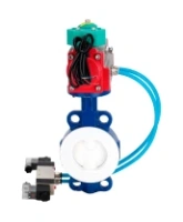 Затвор дисковый поворотный DN.ru WBV3434Pf-2W-Fb-R Ду200 Ру16 корпус - углеродистая сталь WCB, диск - углеродистая сталь WCB, футерованный PTFE, уплотнение - PTFE, с PA-DA-105, 4V320-08 AC220V и ALS200D