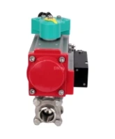 Кран шаровой DN.ru BV3232P(3pc)-FP-W-ISO-H Ду80 Ру25 полнопроходной, корпус - нержавеющая сталь 316, уплотнение - PTFE, под приварку, с пневмоприводом PA-DA-105, пневмораспределителем 4M310-08 AC220V и магнитным переключателем ALS200D