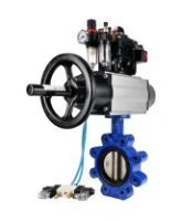 Затвор дисковый поворотный DN.ru WBV1616E-2W-Fb-H Ду125 Ру16 LUG корпус - чугун QT450, диск - чугун QT450, уплотнение - EPDM, с пневмоприводом DN.ru PA-DA-105-1, пневмораспределителем 4V320-08 AC220V, БКВ APL-410N EX и БПВ AFC2000