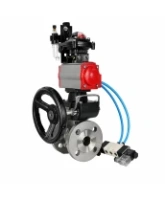 Кран шаровой DN.ru BV3232P(2pc)-FP-F-ISO-H Ду80 Ру16 полнопроходной фланцевый, корпус - нерж.сталь SS316, уплотнение - PTFE, с пневмоприводом PA-DA-083, пн.распределителем 4M320-08 AC220V, БКВ APL-210N, ручным дублером MON2-450-T28-ISO и БПВ AFC2000