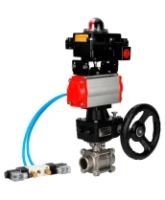 Кран шаровой DN.ru BV3232P(3pc)-FP-W-ISO-H WDVF Ду25 Ру63 полнопроходной, трехсоставной, нерж. сталь 316, PTFE, под приварку, с пневмоприводом PA-DA-052, пн.распределителем 4V320-08 AC220V, БКВ APL-410N EX, ручным дублером MON1-250-T26-ISO