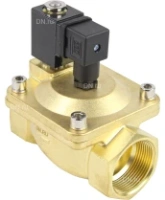 Клапан электромагнитный DN.ru VS400-NT-NC-24VDC 1 1/2″ Ду40 Ру16, соленоидный двухходовой, корпус - латунь, уплотнение - NBR, резьбовой, нормально-закрытый, пилотный, катушка - 24В