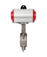 Затвор дисковый поворотный DN.ru WBV3131P-2W-Fb-R Ду250 Ру16, корпус - нержавеющая сталь 304, диск - нержавеющая сталь 304, уплотнение - PTFE, с пневмоприводом DN.ru PA-DA-160 и пневмораспределителем DN.ru 4M310-08 AC220V