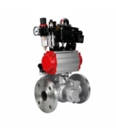 Кран шаровой DN.ru BV3232P(2pc)-FP-3WL-F-ISO-H Ду20 Ру16 HYMT, трехходовой L-тип, полнопроходной, фланцевый, корпус - нержавеющая сталь SS316, с пневмоприводом PA-DA-052, пневмораспределителем 4M310-08 24В NAMUR, БКВ APL-410N EX и БПВ AFC2000