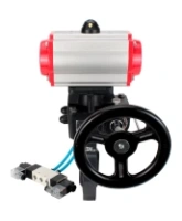 Затвор дисковый поворотный DN.ru WBV4242E-2W-Fb-ISO Дн80 Ру10 межфланцевый, корпус - НПВХ, диск - НПВХ, уплотнение - EPDM, с пневмоприводом PA-DA-052, пневмораспределителем 4V320-08 AC220V и ручным дублером MON1-250-T26-ISO