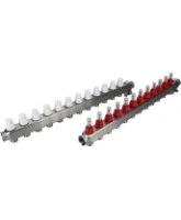 Коллекторная группа DN.ru GC2-31-12 1″ Ду25 Ру10 отводов — 12, в сборе с расходомерами и терморегулирующими клапанами, дренажным краном и воздухоотводчиком, с заглушками, без переходников, корпус - нержавеющая сталь AISI 304
