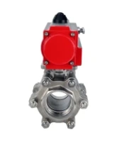 Кран шаровой DN.ru BV3232P(3pc)-FP-SW-ISO-H Ду65 Ру63 полнопроходной, корпус - нержавеющая сталь SS316, под приварку, с пневмоприводом PA-SA-130 с возвратными пружинами