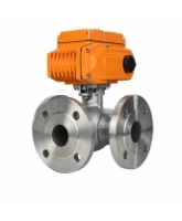 Кран шаровой DN.ru BV3232P(2pc)-FP-3WL-F-ISO-H Ду20 Ру16 HYMT, трехходовой L-тип, полнопроходной, фланцевый, корпус - нержавеющая сталь SS316, с электроприводом QT-N-005EM-O1-220VAC-У1