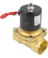 Клапан электромагнитный DN.ru VS100-ET-NC-220VAC 1 1/2″ Ду40 Ру10, соленоидный двухходовой, корпус - латунь, уплотнение - EPDM, резьбовой, нормально-закрытый, прямого действия, катушка - 220В