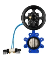 Затвор дисковый поворотный DN.ru WBV1616E-2W-Fb-H Ду125 Ру16 LUG корпус - чугун QT450, диск - чугун QT450, уплотнение - EPDM, с пневмоприводом DN.ru PA-DA-105-1 и пневмораспределителем 4V320-08 AC220V