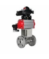Кран шаровой DN.ru BV3131P(3pc)-FP-F-ISO-H Ду100 Ру16 полнопроходной трехсоставной, фланцевый, нержавеющая сталь 304, уплотнение - PTFE, 22х22, F10, WDVF, с пневмоприводом DN.ru PA-DA-105, пневмораспределителем 4M310-08 AC220V и БКВ APL-210N