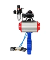 Затвор дисковый поворотный DN.ru WBV1631N-2W-Fb-H Ду150 Ру16 LUG корпус - чугун QT450, диск - нержавеющая сталь 304, уплотнение - NBR, с пневмоприводом DN.ru PA-SA-160, пневмораспределителем 4V320-08 AC220V, БКВ APL-210N и БПВ AFC2000