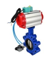Затвор дисковый поворотный DN.ru WBV1616E-2W-Fb-H Ду125 Ру16 LUG корпус - чугун QT450, диск - чугун QT450, уплотнение - EPDM, с пневмоприводом PA-DA-105, пневмораспределителем 4V320-08 AC220V и магнитным переключателем ALS200D