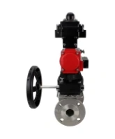 Кран шаровой DN.ru BV3131P(3pc)-FP-F-ISO-H Ду15 Ру40, трехсоставной полнопроходной фланцевый, нержавеющая сталь SS304, PTFE, с пневмоприводом PA-DA-052, с пн.распределителем 4M310-08 AC220V, с БКВ APL-410N EX, с ручным дублером MON1-250-T26-ISO