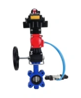 Затвор дисковый поворотный DN.ru WBV1631N-2W-Fb-H Ду150 Ру16 LUG корпус - чугун QT450, диск - нержавеющая сталь 304, NBR, с пневмоприводом DN.ru PA-DA-105, пневмораспределителем 4V320-08 AC220V, БКВ APL-410N EX, редуктором MON3-700-T38-ISO и БПВ AFC2000