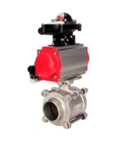 Кран шаровой DN.ru BV3232P(3pc)-FP-W-ISO-H WDVF Ду15 Ру63 полнопроходной, трехсоставной, корпус - нержавеющая сталь 316, уплотнение - PTFE, под приварку, с пневмоприводом PA-SA-065, пневмораспределителем 4M310-08 AC220V, БКВ APL-210N