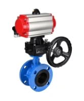 Затвор дисковый поворотный DN.ru WBV1313E-2W-F-H Ду100 Ру16 фланцевый, корпус - чугун GGG40, диск - чугун GGG40, EPDM, с пневмоприводом DN.ru PA-DA-105, пневмораспределителем DN.ru 4M310-08 AC220V и ручным дублером DN.ru MON1-250-T26-ISO